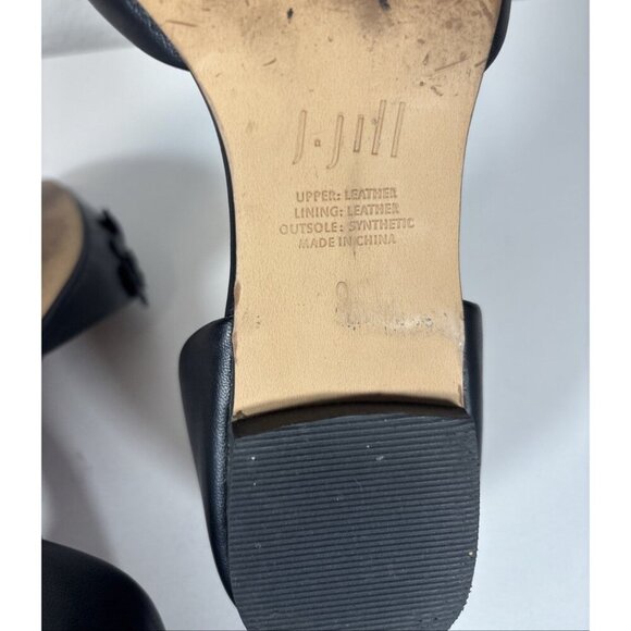 J Jill Elegant Black Leather Flats Dorsay Floral Pointed Toe Paris Chic Size 9 - Picture 11 of 11